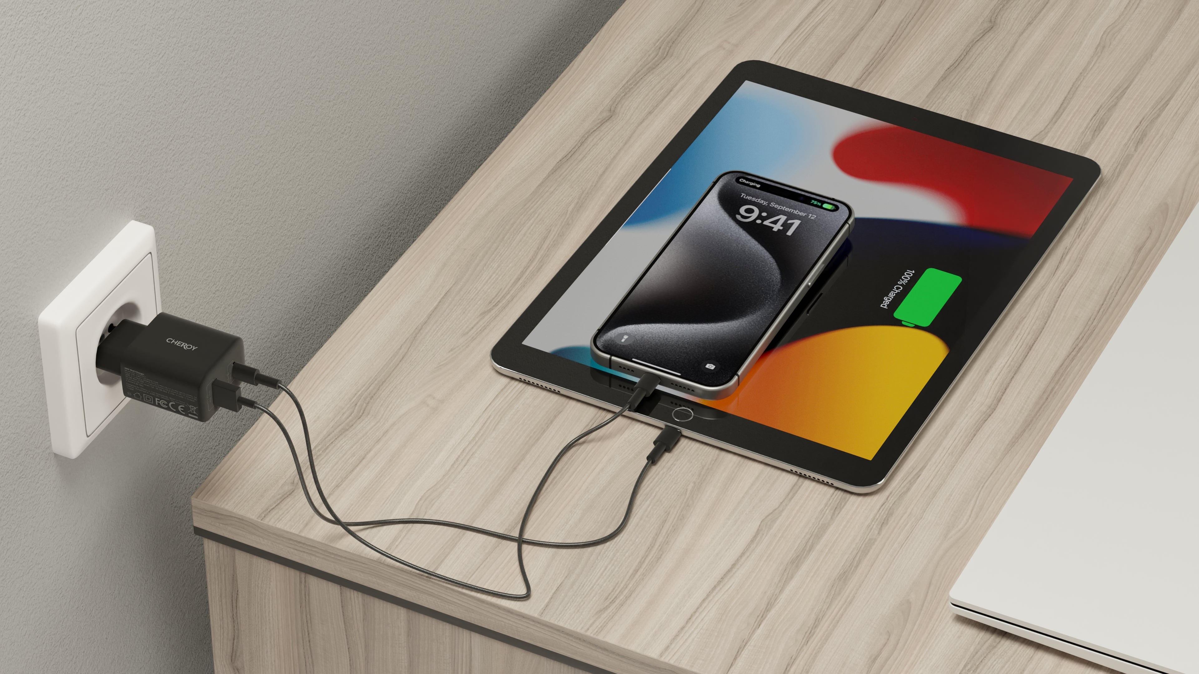 30W Wall Charger - USB A / USB C Adapter - QuickCharge 3.0 - CHEROY